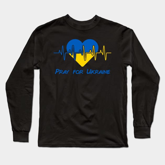 Pray for Ukraine Long Sleeve T-Shirt by LMW Art